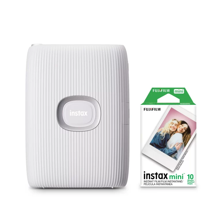 Fujifilm INSTAX Mini Link 2 Smartphone Printer Bundle with Film (10-pack), Clay White