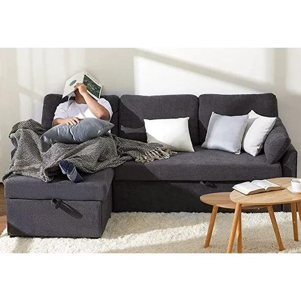 Papajet Sofa Bed, Sleeper Sofa with Storage Chaise-2 in 1 Pull Out Couch Bed for Living Room, Sectional Couch with Pull Out Bed