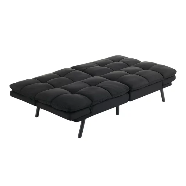 Mainstays Memory Foam Futon, Black Faux Suede