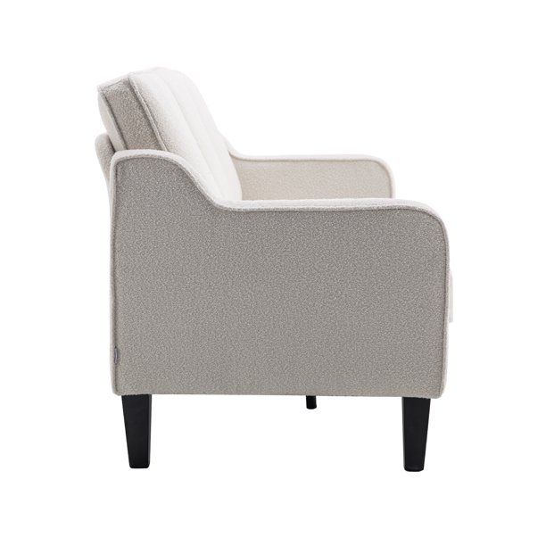 3-Seat Sofa Couch with Padded Cushion, Fabric Upholstered Accent Sofa with Solid Wood Legs and Armrest, Square Sofa Couch for Living Room&Bedroom&Office, Easy Assembly
