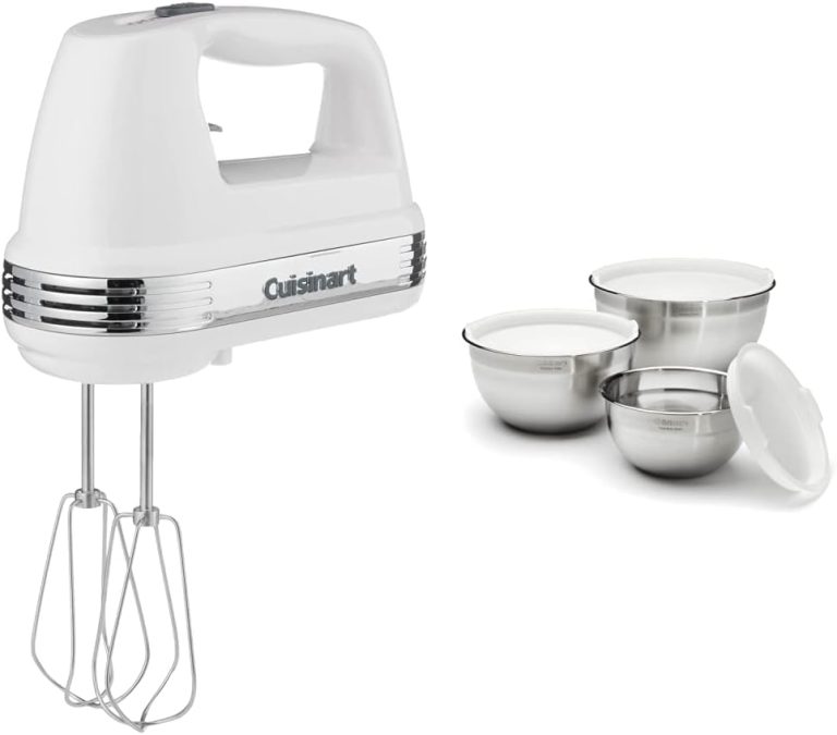 Cuisinart HM-50 Power Advantage 5-Speed Hand Mixer, White & CTG-00-SMB Stainless Steel Mixing Bowls with Lids, 3 Piece