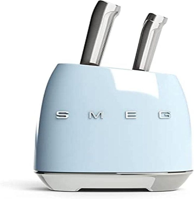 Smeg Pastel Blue Stainless Steel Knife Block Set