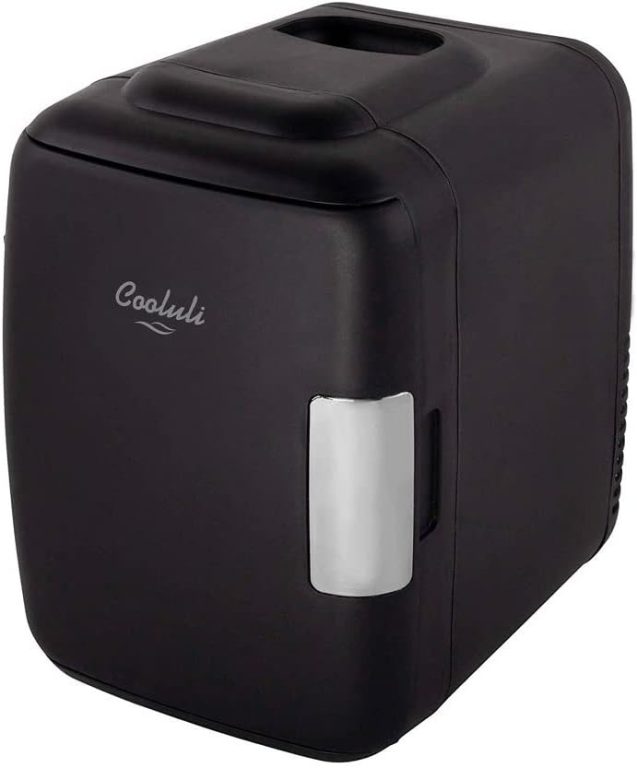 Cooluli Skincare Mini Fridge for Bedroom – Car, Office Desk & Dorm Room – Portable 4L/6 Can Electric Plug In Cooler & Warmer for Food, Drinks, Beauty & Makeup – 12v AC/DC & Exclusive USB Option