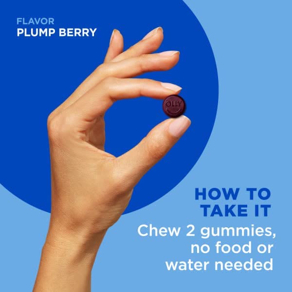 OLLY Glowing Skin Gummy, 25 Day Supply (50 Count), Plump Berry, Hyaluronic Acid, Collagen, Sea Buckthorn, Chewable Supplement (Packaging May Vary)