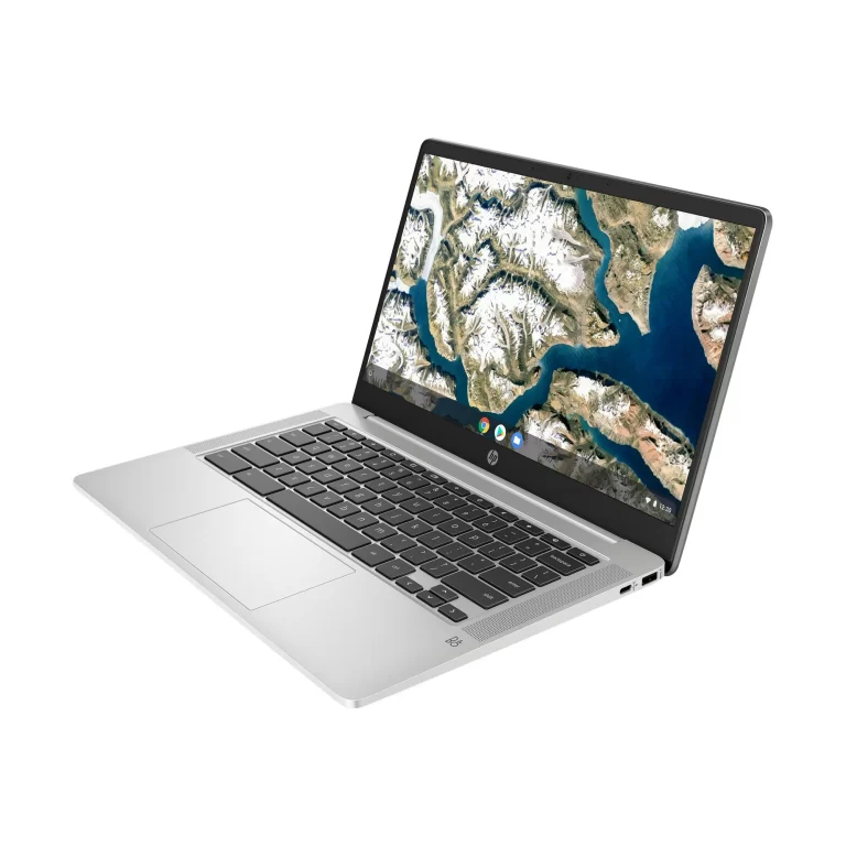 HP Chromebook 14a-na0023cl – Intel Celeron N4020 / 1.1 GHz – Chrome OS – UHD Graphics 600 – 4 GB RAM – 64 GB eMMC – 14″ IPS 1920 x 1080 (Full HD) – Wi-Fi 5 – mineral silver (cover), natural silver (keyboard frame and base) – kbd: US