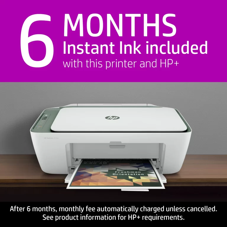 HP DeskJet 2742e Wireless Color All-in-One Inkjet Printer (Green Matcha) with 6 months Instant Ink Included with HP+