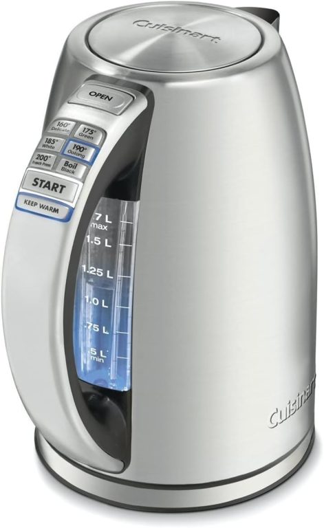 Cuisinart Electric Kettle, 1.7-Liter Capacity, Cordless 1500-Watts for Fast Heat Up, Stay Cool Non-Slip Handle, Stainless Steel, CPK-17P1