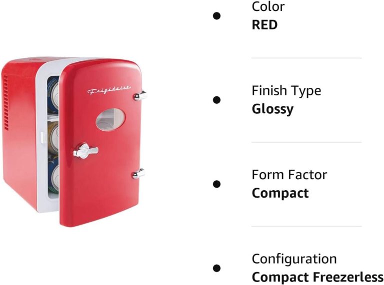 Frigidaire EFMIS129-RED Mini Portable Compact Personal Fridge Cooler, 1 Gallons, 6 Cans