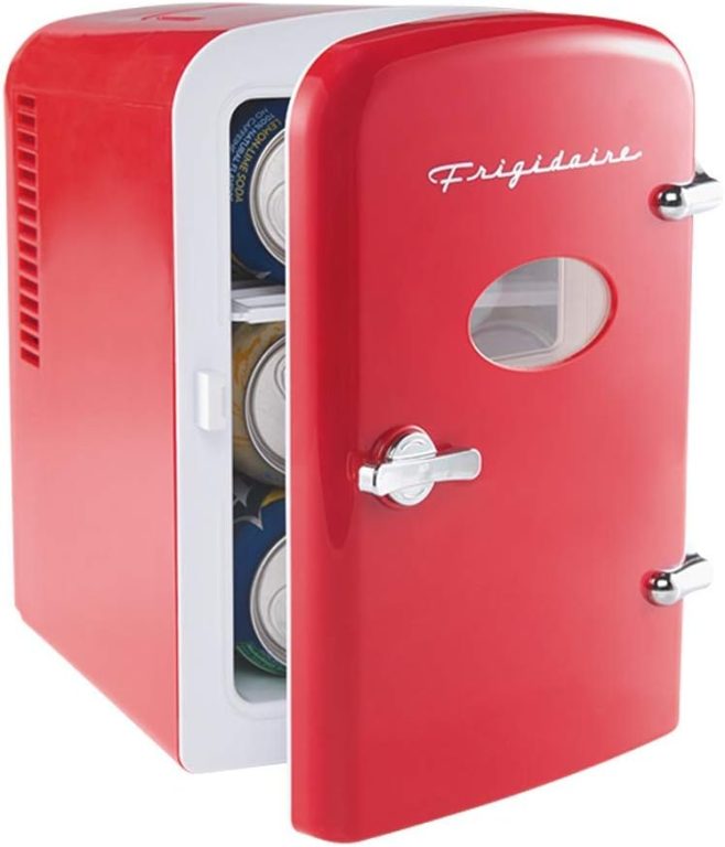 Frigidaire EFMIS129-RED Mini Portable Compact Personal Fridge Cooler, 1 Gallons, 6 Cans