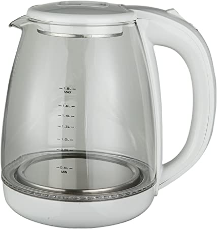 Kettle – 1800ml Portable Electric Kettle Glass Cup Tea Coffee Travel Home Boiling Water Smart Kettle Kitchen Appliances (Color : White, Size : EU)
