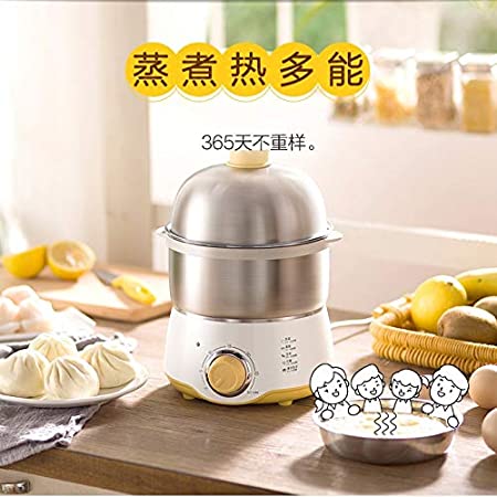 XWWDP Home Egg Boilers Double Stainless Steel Electric Egg Cooker Kitchen Cooking Appliances Steamer 30 Mins Knob Timing