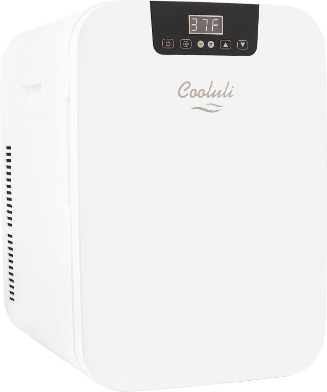 Cooluli 20L Mini Fridge For Bedroom – Car, Office Desk & College Dorm Room – Glass Front & Digital Temperature Control – Small 12v Refrigerator for Food, Drinks, Skincare, Beauty & Breast Milk