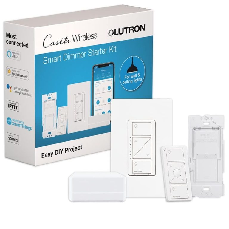 Lutron Caséta Deluxe Smart Dimmer Switch (2 Count) Kit with Caséta Smart Hub | Works with Alexa, Apple HomeKit, Ring, Google Assistant | P-BDG-PKG2W-A | White