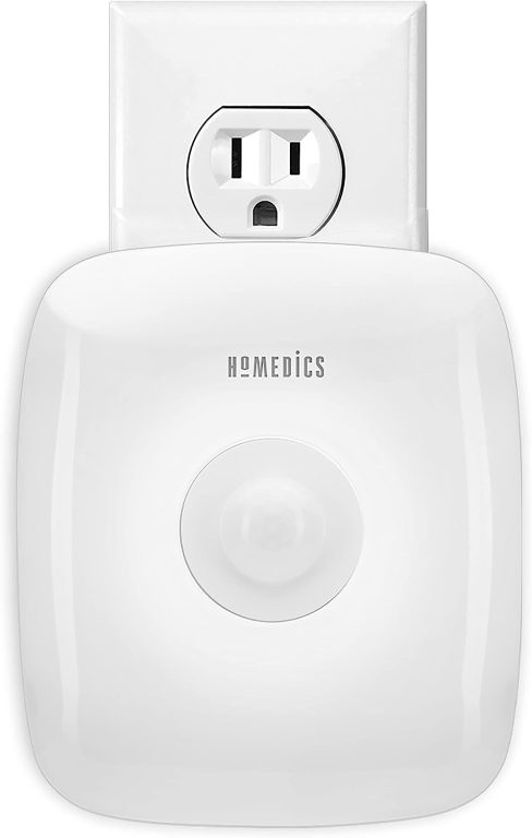 HoMedics TotalClean UV-C Light Plug-In Air Sanitizer for Bathrooms, Bedrooms, Small Spaces, Plasma Ionizer Helps Reduce Odors, UV-C Light Reduces Germs, Auto-On Motion and Night-Light