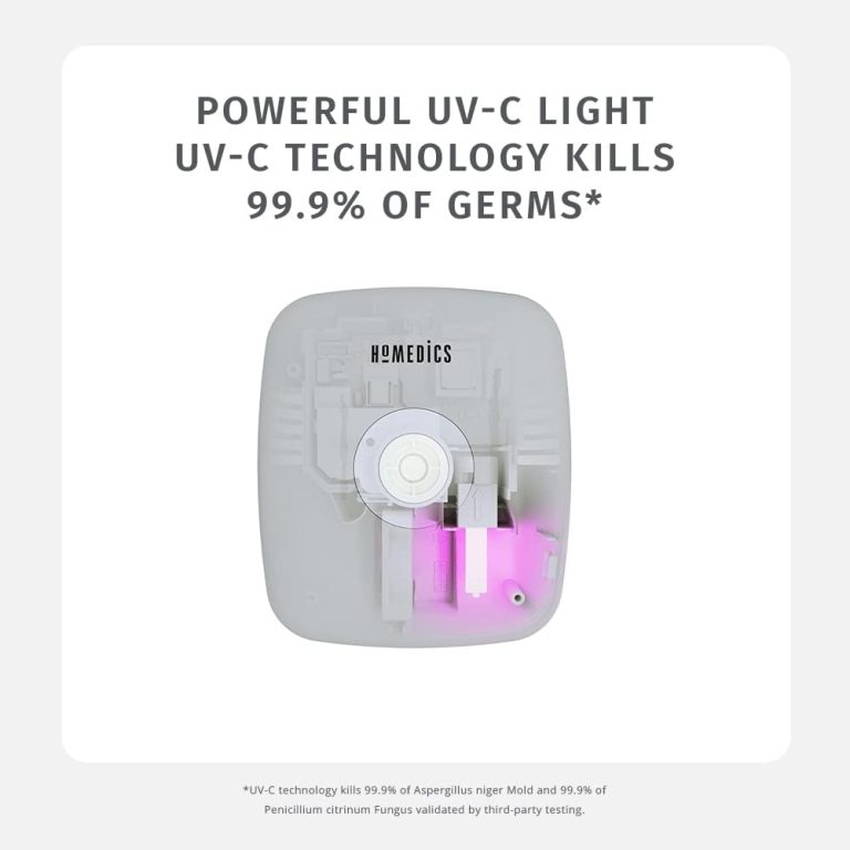 HoMedics TotalClean UV-C Light Plug-In Air Sanitizer for Bathrooms, Bedrooms, Small Spaces, Plasma Ionizer Helps Reduce Odors, UV-C Light Reduces Germs, Auto-On Motion and Night-Light