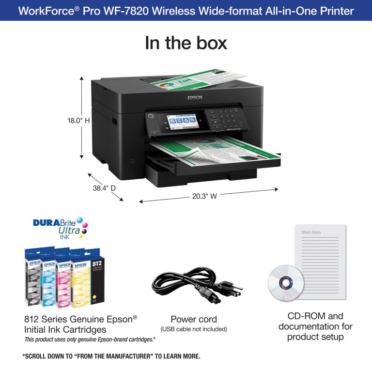 Epson WorkForce Pro WF-4820 Wireless All-in-One Printer with Auto 2-Sided Printing, 35-Page ADF, 250-Sheet Paper Tray and 4.3″ Color Touchscreen