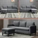Mixoy 86″ Sectional Sofa with Storage Ottoman, Free Combination L Shaped Sofa with Movable Ottoman, Modern Linen Fabric Sectional Couch