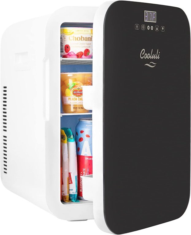 Cooluli 20L Mini Fridge For Bedroom – Car, Office Desk & College Dorm Room – Glass Front & Digital Temperature Control – Small 12v Refrigerator for Food, Drinks, Skincare, Beauty & Breast Milk
