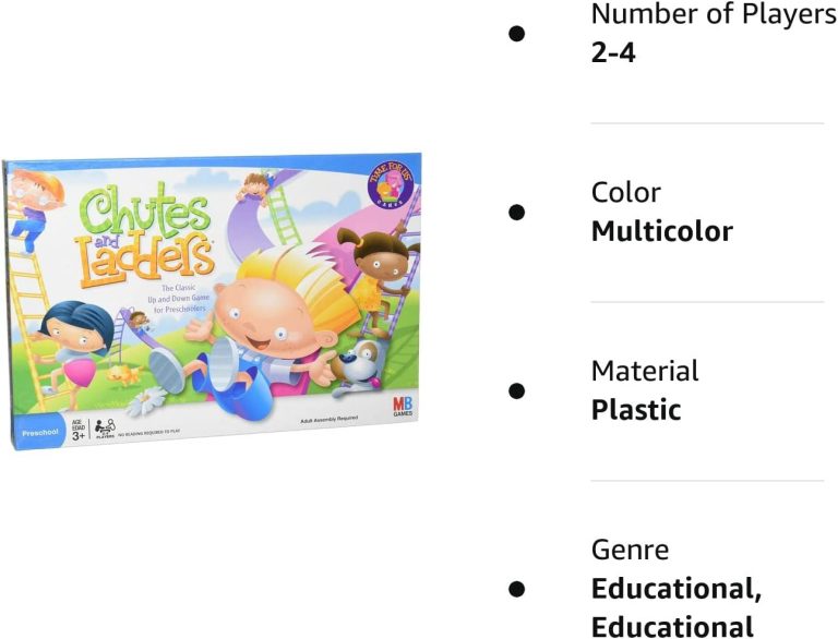 Chutes and Ladders Board Game for 2 to 4 Players Kids Ages 3 and Up