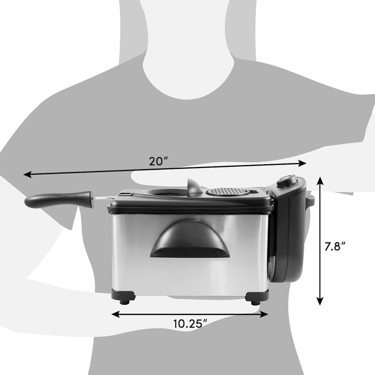 Elite Gourmet EDF-401T Electric Immersion Deep Fryer 3-Baskets, 1700-Watt, Timer Control, Adjustable Temperature, Lid with Viewing Window and Odor Free Filter, Stainless Steel and Black