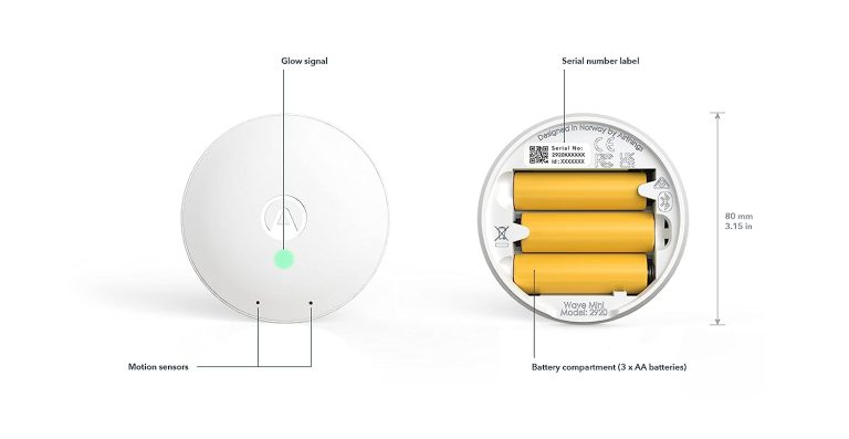Airthings-292 Wave Mini – Indoor Air Quality – Chemicals (TVOCs), Humidity, Temperature 20 x 30 x 1