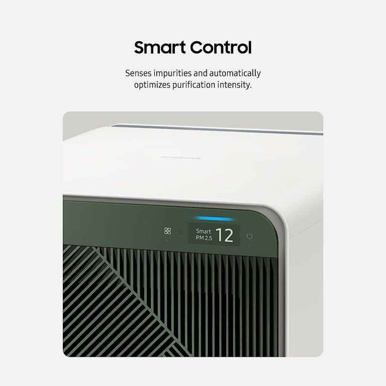 SAMSUNG BESPOKE Cube Air Purifier, Odor Eliminator, Home System w/ HEPA Filtration, 360 Degree Purification, Pet Mode, Smart Control, Traps Dust, AX350A9350N, Grey