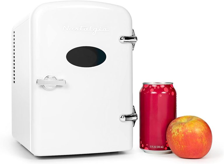 Nostalgia RF6RRAQ Retro 6-Can Personal Cooling and Heating Mini Refrigerator with Carry Handle for Home Office, Car, Boat or Dorm Room-Includes AC/DC Power Cords, Aqua