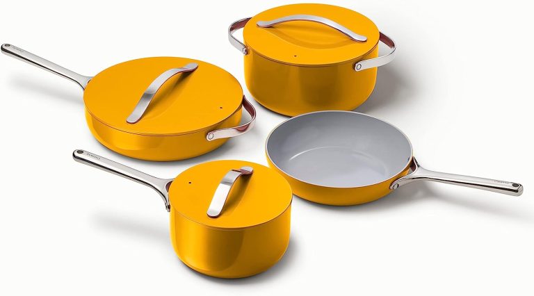 Caraway Nonstick Ceramic Cookware Set (12 Piece) Pots, Pans, Lids and Kitchen Storage – Non Toxic, PTFE & PFOA Free – Oven Safe & Compatible with All Stovetops (Gas, Electric & Induction)