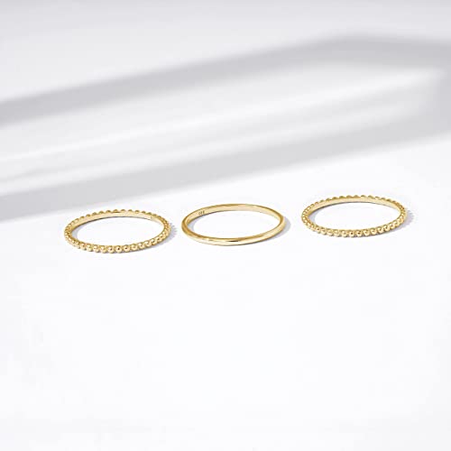 Amazon Essentials 14K Gold or Rhodium Plated Sterling Silver Stacking Ring Set of 3