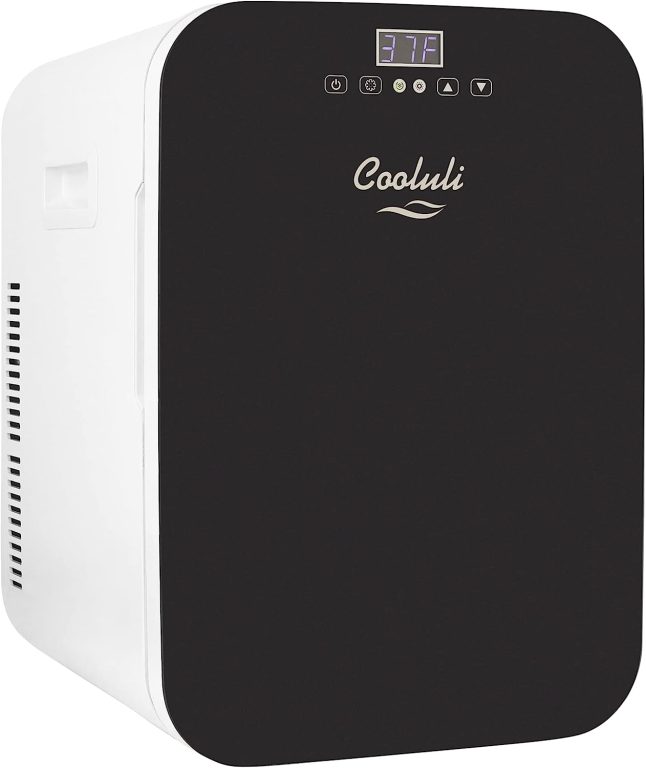 Cooluli 20L Mini Fridge For Bedroom – Car, Office Desk & College Dorm Room – Glass Front & Digital Temperature Control – Small 12v Refrigerator for Food, Drinks, Skincare, Beauty & Breast Milk