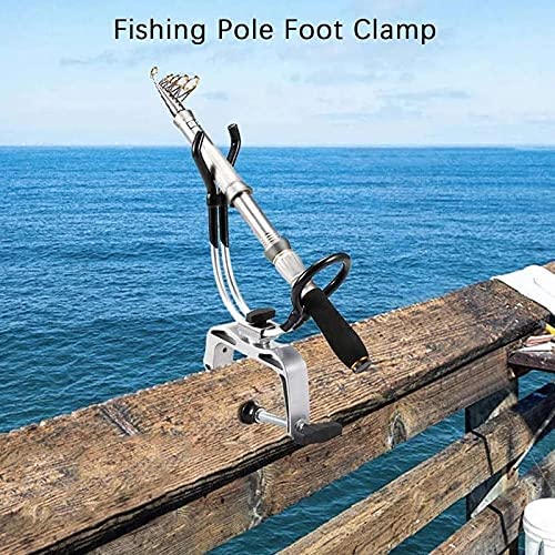 TWDYC Adjustable Boat Rods Holder Aluminum Alloy 360 Degree Fishing Pole Foot Clamp Racks Fishing Accessary