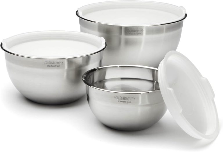 Cuisinart HM-50 Power Advantage 5-Speed Hand Mixer, White & CTG-00-SMB Stainless Steel Mixing Bowls with Lids, 3 Piece