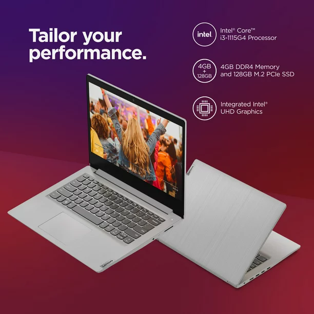 Lenovo Ideapad 3i 14″ FHD Laptop, Intel Core i3-1115G4, 4GB, 128GB SSD, Windows 11 in S Mode, Platinum Grey, 81X700FGUS