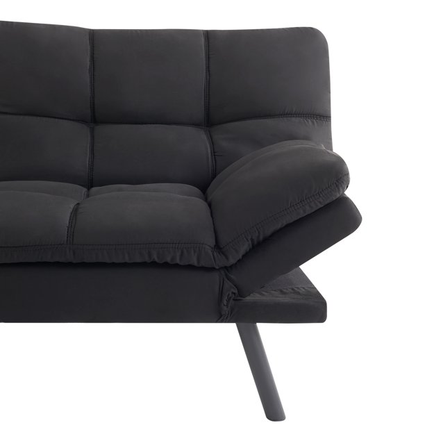 Mainstays Memory Foam Futon, Black Faux Suede