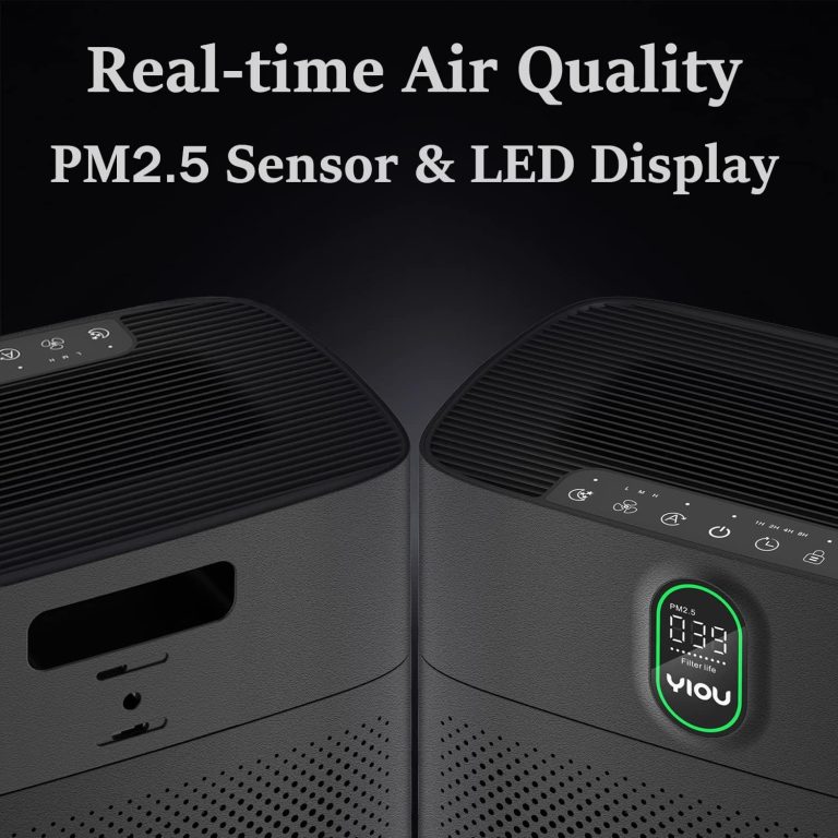 YIOU Air Purifiers for Home Large Room Up to 960 ft², Double Air Filters HEPA Air Purifiers for Pets, Air Cleaners for home, Dust Removal, Odor Eliminator, Midnight Black