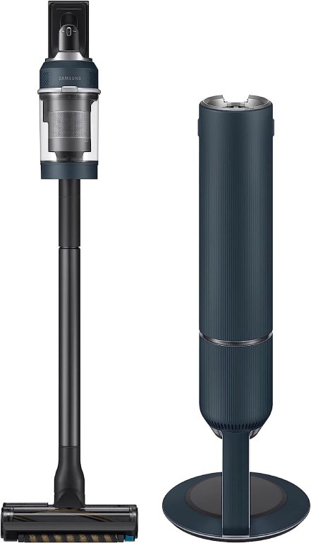 SAMSUNG BESPOKE Jet Cordless Stick Vacuum Cleaner w/ All In One Clean Station, Powerful Floor Cleaning for Carpet, Hardwood, Tile, Lightweight, 5-Layer Filter, VS20A95923W/AA, Misty White