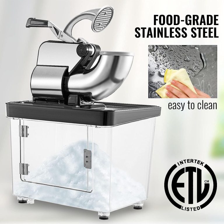VEVOR 110V Commercial Ice Crusher 440LBS/H, ETL Approved 300W Electric Snow Cone Machine with Dual Blades, Stainless Steel Shaved Ice Machine with Safety On/Off Switch for Family, Restaurants, Bars