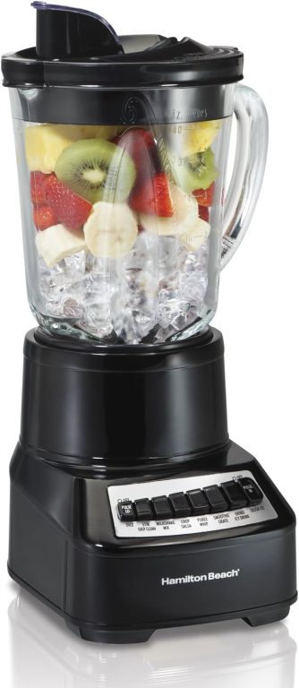 Hamilton Beach Wave Crusher Blender with 14 Functions & 40oz Glass Jar for Shakes and Smoothies, Black (54220)