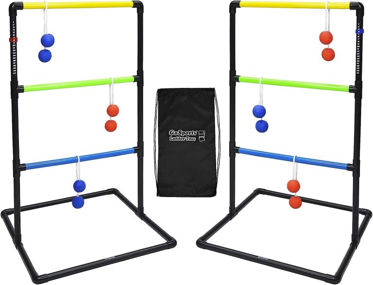 GoSports Pro Grade Ladder Toss Indoor/Outdoor Game Set with 6 Soft Rubber Bolo Balls, Travel Carrying Case