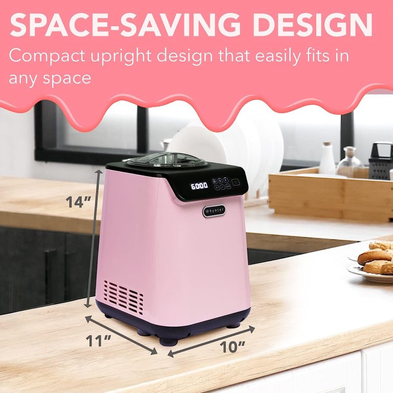 Whynter ICM-128BPS Upright Automatic Ice Cream Maker 1.28 Quart Capacity with Built-in Compressor, no pre-freezing, LCD Digital Display, Timer, with Stainless Steel Bowl Limited Black Pink Edition