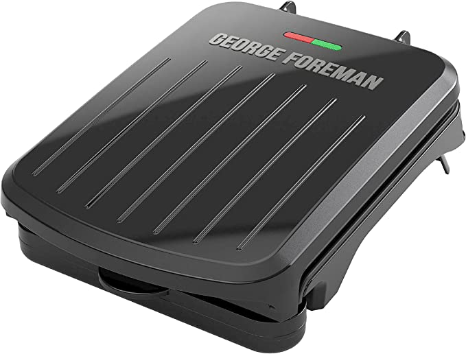 George Foreman GR10B 2-Serving Classic Plate Electric Indoor Grill and Panini Press, Black