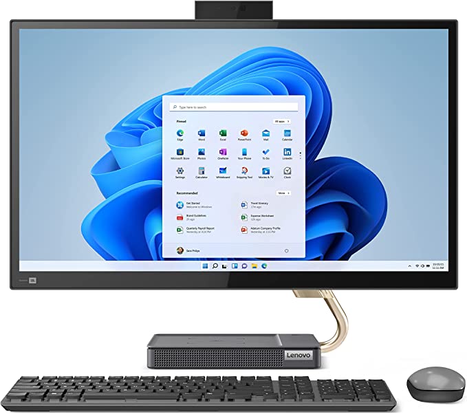 Lenovo IdeaCentre AIO 5i All-in-One Computer, 27″ QHD Touch Display, Intel Core i7-10700T, 16GB RAM, 1TB HDD, 512GB SSD, Windows 11