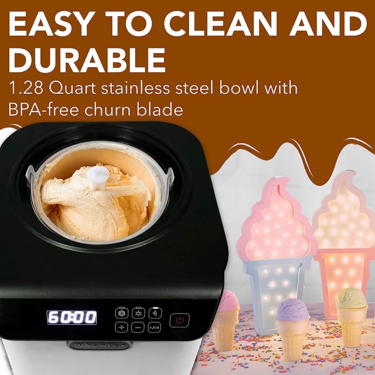 Whynter ICM-128BPS Upright Automatic Ice Cream Maker 1.28 Quart Capacity with Built-in Compressor, no pre-freezing, LCD Digital Display, Timer, with Stainless Steel Bowl Limited Black Pink Edition