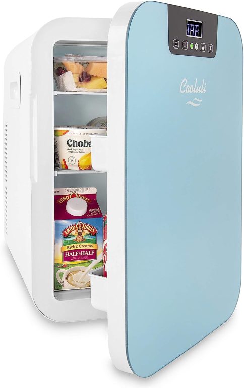 Cooluli 20L Mini Fridge For Bedroom – Car, Office Desk & College Dorm Room – Glass Front & Digital Temperature Control – Small 12v Refrigerator for Food, Drinks, Skincare, Beauty & Breast Milk