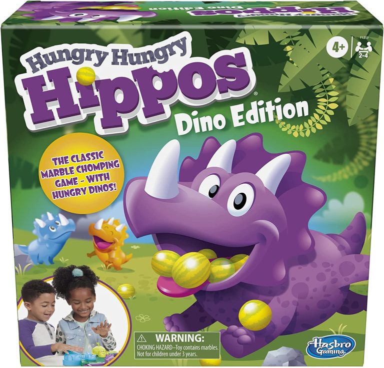 Hungry Hungry Hippos Dino Edition Board Game, Pre-School Game for Ages 4 and Up; For 2 to 4 Players (Amazon Exclusive)