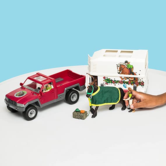 Schleich Horse Truck and Trailer Toys – 14 Piece Pickup Truck & Trailer Playset, with Horse Figurine, Rider Action Figure, and Pony Accessories, for Girls and Boys Ages 5 and Above