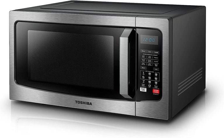 TOSHIBA EM131A5C-BS Countertop Microwave Ovens 1.2 Cu Ft, 12.4″ Removable Turntable Smart Humidity Sensor 12 Auto Menus Mute Function ECO Mode Easy Clean Interior Black Color 1100W