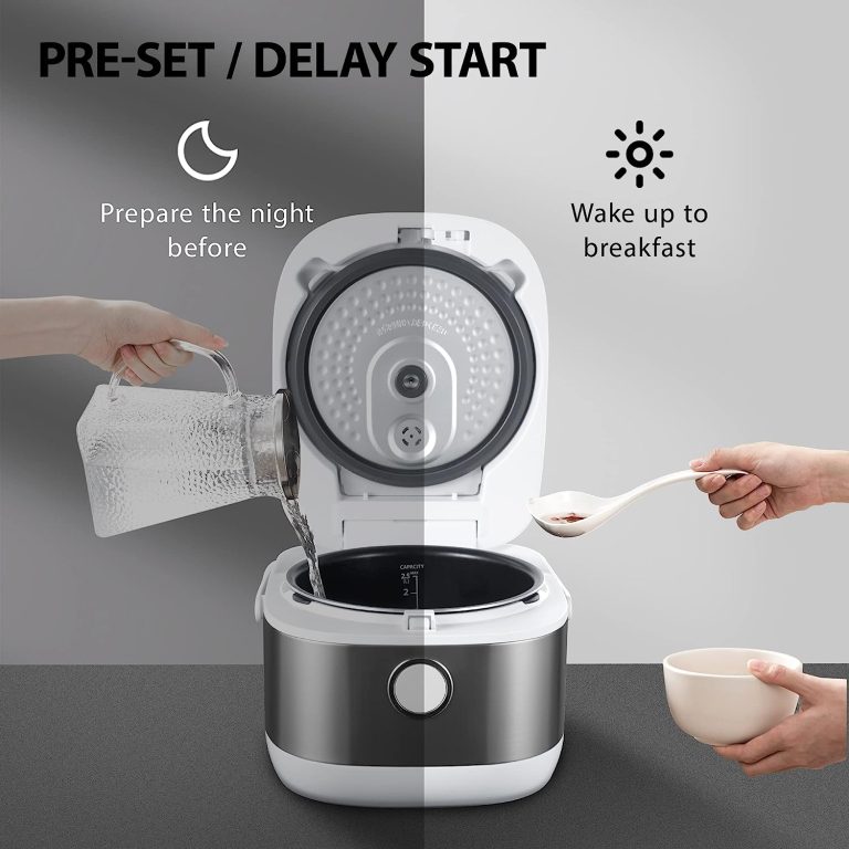 Toshiba Low Carb Digital Programmable Multi-functional Rice Cooker, Slow Cooker, Steamer & Warmer, 5.5 Cups Uncooked with Fuzzy Logic and One-Touch Cooking, 24 Hour Delay Timer and Auto Keep Warm Feature, White