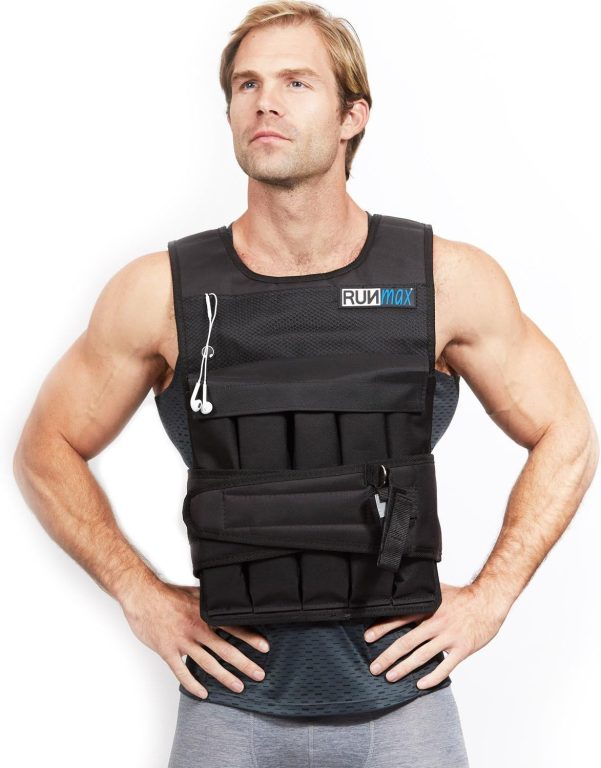 RUNMax 12lbs-140lbs Adjustable Weighted Vest with Shoulder Pads option. Workout vest for men and women