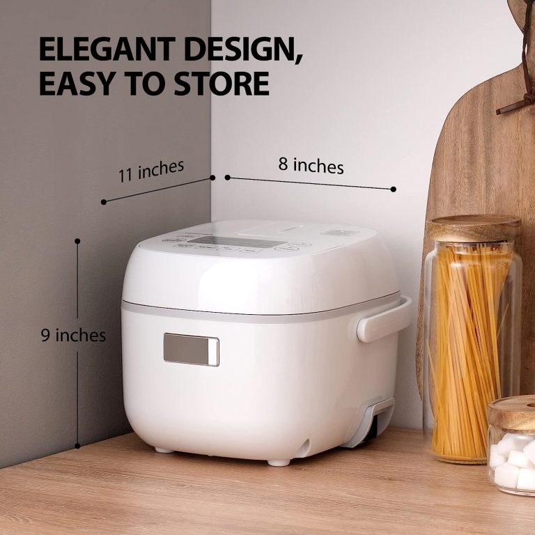 Toshiba Low Carb Digital Programmable Multi-functional Rice Cooker, Slow Cooker, Steamer & Warmer, 5.5 Cups Uncooked with Fuzzy Logic and One-Touch Cooking, 24 Hour Delay Timer and Auto Keep Warm Feature, White